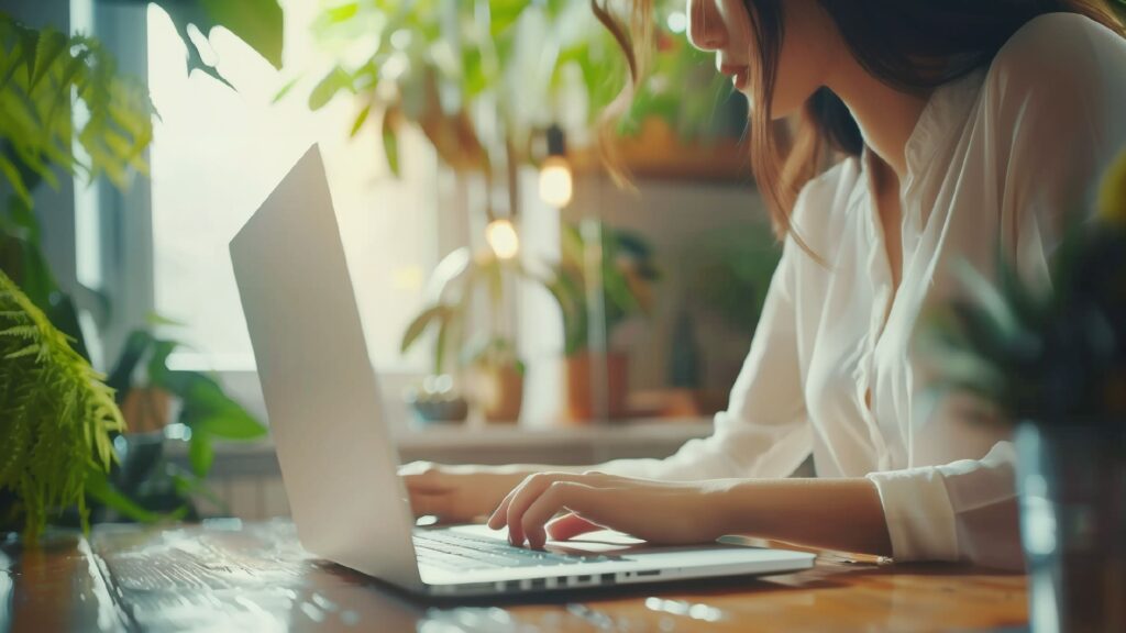 パソコンを操作する女性
